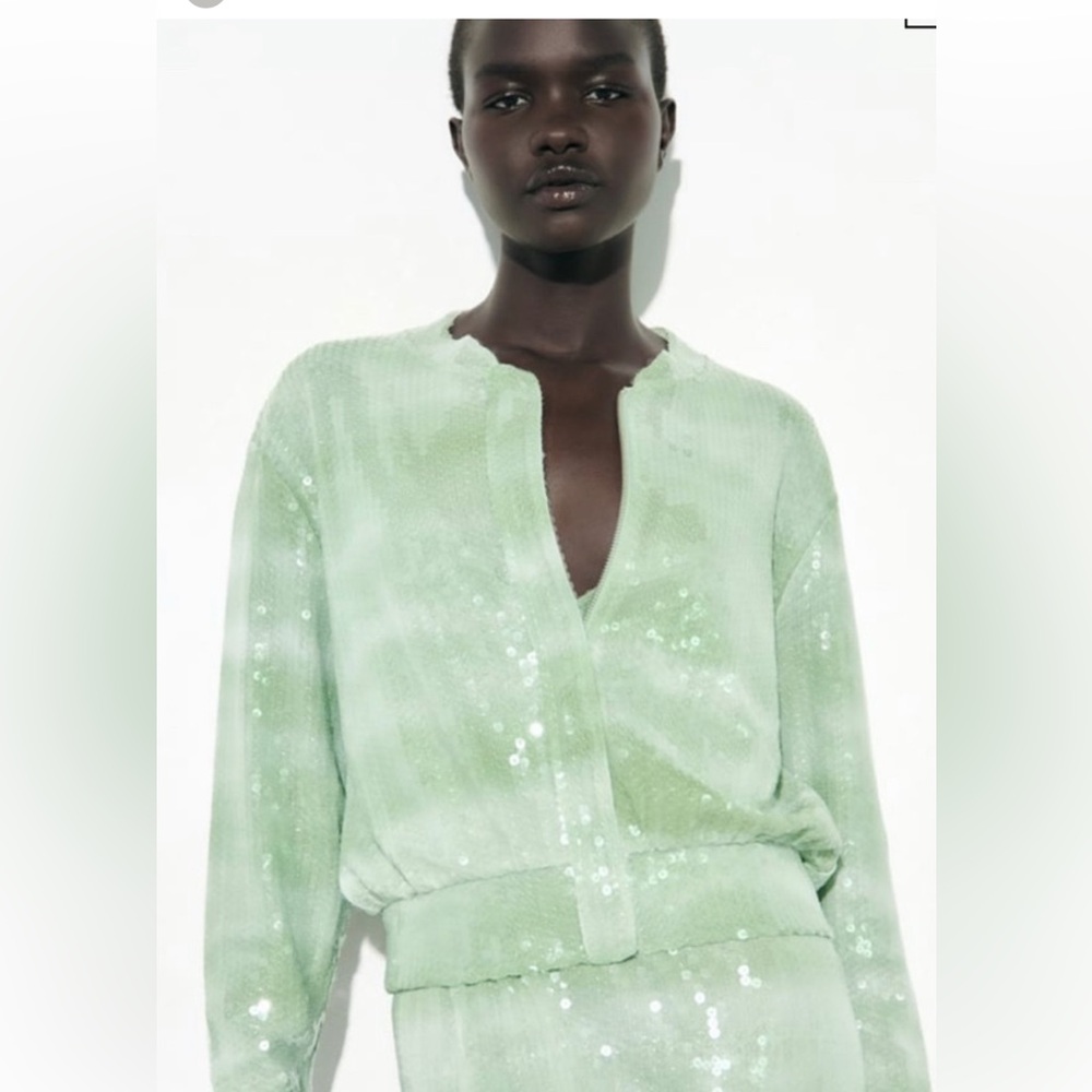 Zara sequin bomber jacket